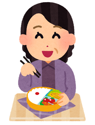 女性が食事をしているイラスト