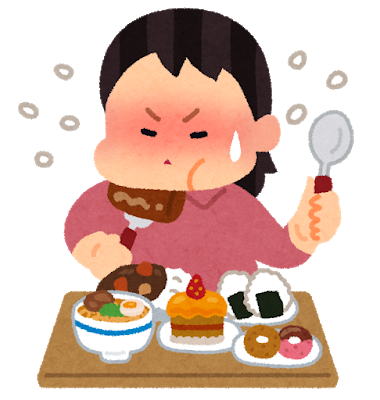 過食症に悩む女性のイラスト